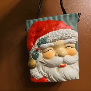 Vintage Christmas Ceramic Santa Face Gift Bag Decor Decoration
